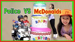 Pretend Play McDonalds Drive Thru VS Fake Police [upl. by Mellicent671]