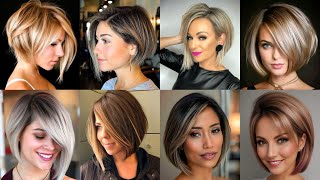 Top trending Short layered Stacked bob and stylish haircuts trends [upl. by Montague]