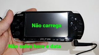 PSP que não carrega bateria liga só com carregador não salva hora e data [upl. by Akiras]