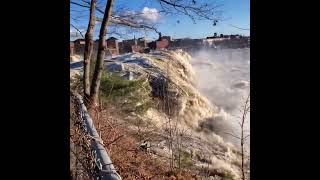 Androscoggin River in Auburn rages after flooding [upl. by Kcireddor]