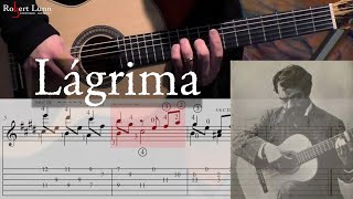 LAGRIMA  Francisco Tarrega  with TAB  Fingerstyle Guitar [upl. by Timms]