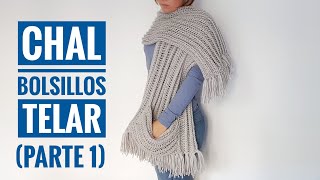 Cómo tejer un chal con bolsillos en telar  PARTE 1 Tutorial DIY [upl. by Lindsley]