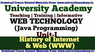 WT4Web Technology TutorialJava Programming LectureHistory of Internet and Web WWW in hindi [upl. by Odlamur946]