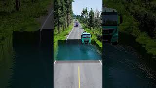 Tanker trucks vs massive water pit 17  beamngdrive carsvsmassivepotholespart2 carsvspothole [upl. by Naivad501]