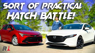 Mazda3 Hatchback vs Toyota Corolla 2023 Comparison  Choose Your Compromise [upl. by Farrar]