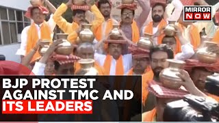 BJP Protests Against TMC And Its Leaders Show Up With Pots Filled With Ganga Jal  Latest Updates [upl. by Thurmann]