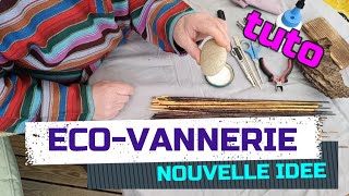 Tuto EcoVannerie  Nouvelle idée tressage sur galet écovannerie vannerieenpapier [upl. by Llabmik]