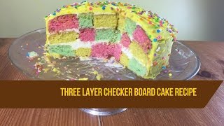 Checkerboard cake  3 colour checkerboard cake [upl. by Eelasor173]