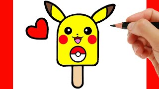 HOW TO DRAW PIKACHU EASY STEP BY STEP  DRAWING AND COLORING A ICE CREAM EASY STEP BY STEP [upl. by Madelle181]