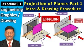 Projection of Planes English Part 1Intro amp Drawing procedure Lecture 91  Engineering Graphics [upl. by Beora]