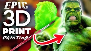 PAINTING MY 3D PRINTED HULK  3D Printed Miniatures Painting [upl. by Kiel998]