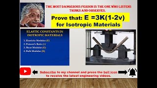 Prove that E 3K12ν for an Isotropic Material [upl. by Ardnaid716]