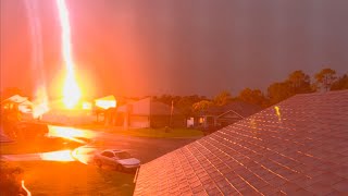 Close positive Lightning Strike Caught on Camera [upl. by Waylin]