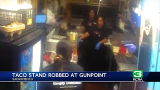 Video shows moment Sacramento taco stand was robbed at gunpoint [upl. by Travax]