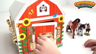 Genevieve Plays with Farm Animals and Wooden Marble Maze [upl. by Gent]