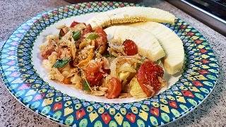 Roast Breadfruit With Stewed Saltfish TastyTuesdays  CaribbeanPotcom [upl. by Inobe615]