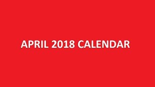 April 2018 Calendar Printable With Holidays [upl. by Oivlis]