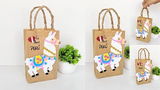 Manualidades para regalar el 28 de julio Fiestas patrias Perú  Bolsita llama típico de Perú  830 [upl. by Fleda]