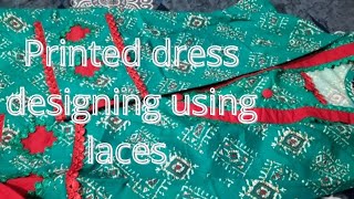 Printed dress designing using lacesPrinted suits lace design Printed suits design new 2024 [upl. by Judi]