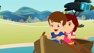 Row row Row your boat  Flickbox Nursery Rhymes and Kids Songs with Lyrics [upl. by Nalniuq2]