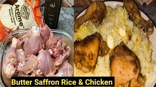 Easy Butter Saffron Rice amp Saffron Chicken Al Basha Olive Oil  Arome Basmati Rice [upl. by Anaihsat]