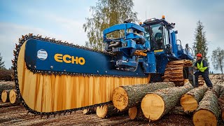 Large Chainsaw Cuts Trees Fastest Extremely Dangerous  Logging Forestry [upl. by Rabelais286]