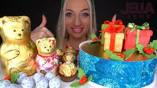 Jella ASMR chocolate Christmas candy cake Mukbang bites only [upl. by Sil]