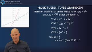 Hoek tussen twee lijnen bepalen in een assenstelsel met differentiëren [upl. by Chessa]