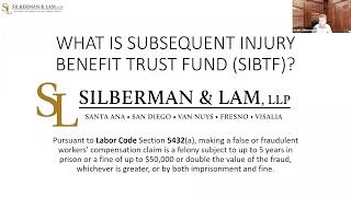 Silberman amp Lam LLP Discuss How does Subsequent Injury Benefits Trust Fund work Webinar [upl. by Recnal312]