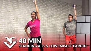 40 Min Standing Abs amp Low Impact Cardio Workout with No Jumping – Standing Ab Quiet Low Impact HIIT [upl. by Calandra607]