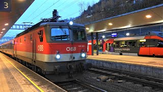 Feldkirch Bahnhof Bahnverkehr am Abend mit IC119 noch mit RH1144 Güterzügen 🇦🇹EC164🇨🇭Transalpin [upl. by Naltiac]