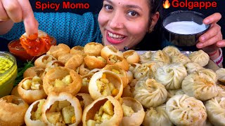 Eating Spicy🔥 GOLGAPPE Vs Spicy MOMO Challenge  Indian Street Food Eating Challenge  Asmr Mukbang [upl. by Nnylarak]