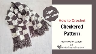 How to Crochet Checkered Pattern for Beginners  Easy Crochet Tutorial and Scarf Pattern [upl. by Harl]