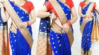 Diwali festival saree draping style  saree wearing new elegant way to look more beautiful [upl. by Utica]