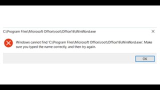 Fix Error Windows cannot find C\Program Files\Microsoft Office\root\Office16\WinWordexe [upl. by Netaf]