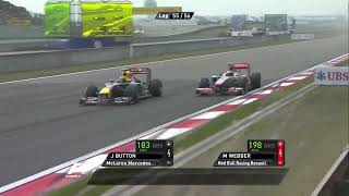 Mark Webber overtake on Jenson Button Chinese GP 2011 [upl. by Zilvia]