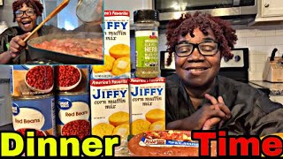 COOK WITH ME RED BEANS WITH SAUSAGE RICE amp CORNBREAD VLOGTOBER DAY 21 BUDGET MEAL DISABLED COOKING [upl. by Wenona685]