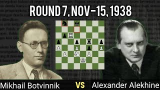 Mikhail Botvinnik vs Alexander Alekhine  The Netherlands round 7 Nov15 1938  AVRO [upl. by Alage]