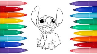 Come Colorare Stitch  Tutorial per Bambini di Lilo amp Stitch  Disegni da colorare [upl. by Saidnac]