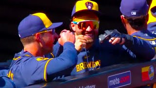 Rhys Hoskins is STILL Mocking Jeff McNeil FULL CLIP Brewers vs Mets  MLB Highlights [upl. by Nonnek]