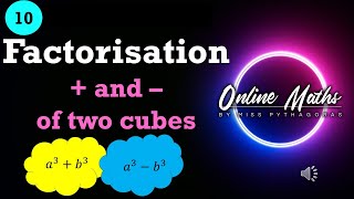 Grade 10 Factorisation L6 Sum and Difference of Cubes Mathematics [upl. by Aver404]