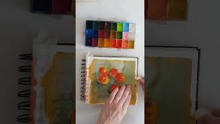 peaches gouache mixedmedia gouachepainting paintingstyles artsimple paintwithme [upl. by Miharbi]