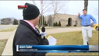 Watch a Bank Robber Interrupt This News Reporter During Live Broadcast [upl. by Annawyt221]