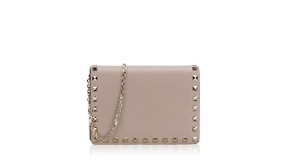 Valentino Pebbled Calfskin Rockstud Chain Wallet Poudre [upl. by Jt]