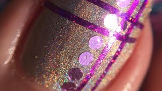 Toenail Design Holo amp Striping Tape Nail Art [upl. by Mila]