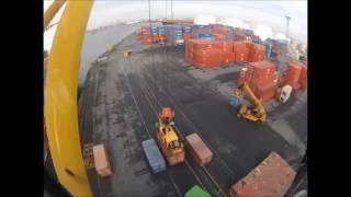 Liebherr LHM400 Discharging and loading containers in the Port of Antwerp Mobile Harbour crane GoPro [upl. by Nosremaj]