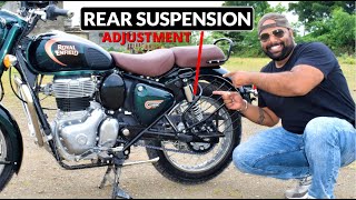 Royal Enfield Rear Suspension Adjustment  Hard To Soft Setting [upl. by Nonnarb948]