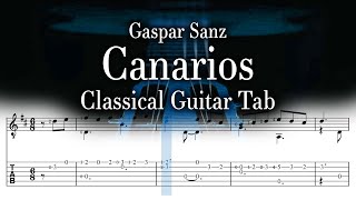 Gaspar Sanz  Canarios  Classical GuitarTab [upl. by Nevins]