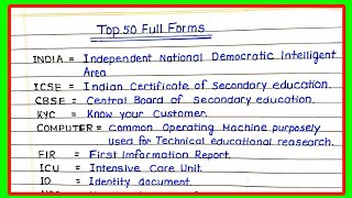 Full form of 🔥IAS IPS IRS FIR ICU ID ICSE INDIA KYC NOC DSLR PAN🔥 full forms [upl. by Courtnay]