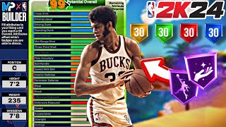 NBA 2K24 KAREEM ABDULJABBAR BUILD  2 WAY INTERIOR SCORER  99 CLOSE SHOT  ELITE POST HOOKS [upl. by Aihsatan601]